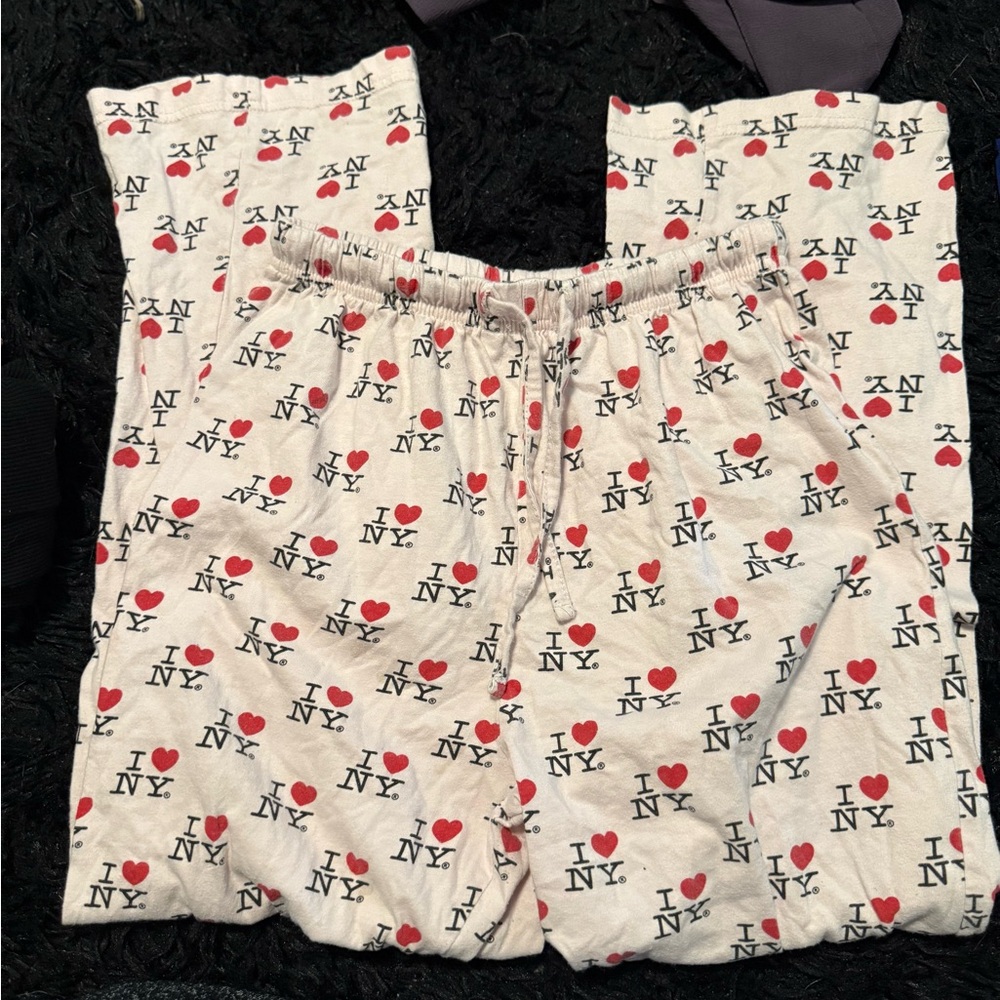 Kids Pajama Bottoms - White and Red 'I Love NY' Design